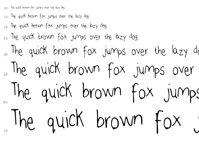 Jenns Handwriting font waterfall